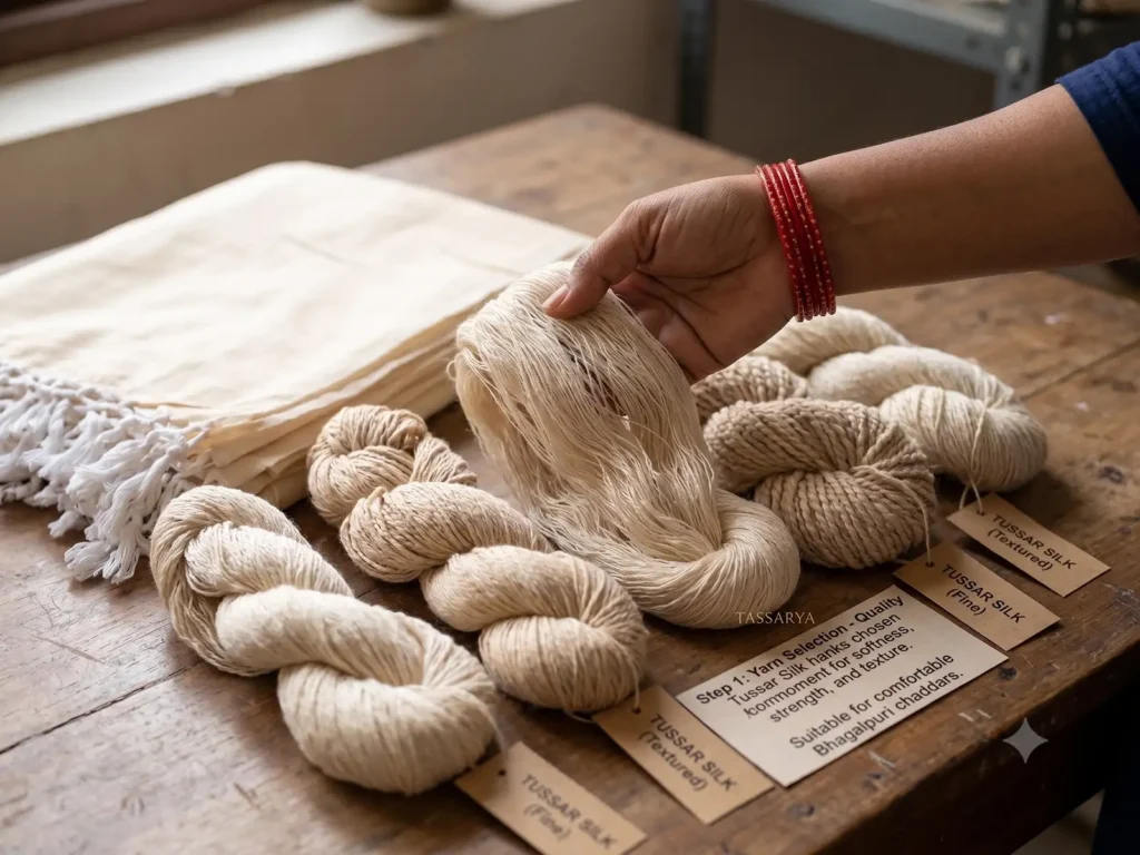 Yarn selection for a Tassarya chaddar
